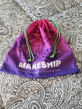 Makeship Gradient Drawstring Bag – Rare Promo Mascot Art – Red/Purple – HTF